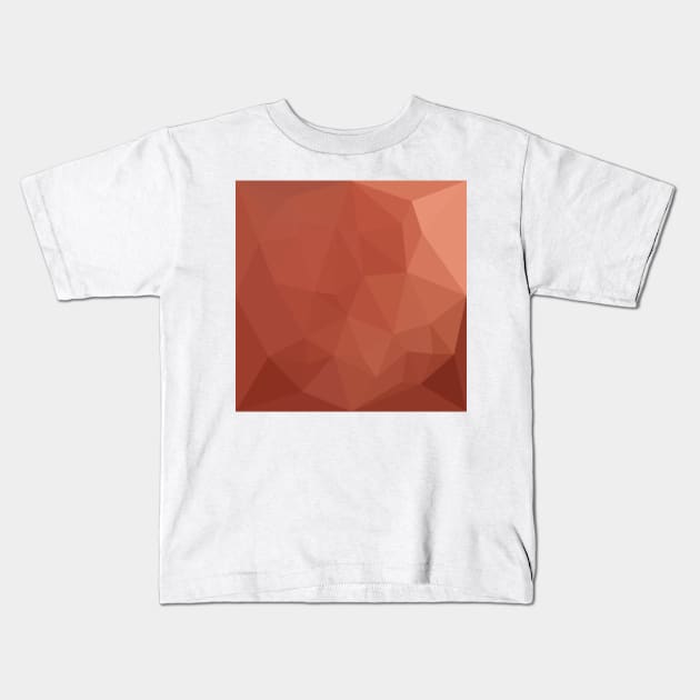 Burnt Sienna Orange Abstract Low Polygon Background Kids T-Shirt by retrovectors